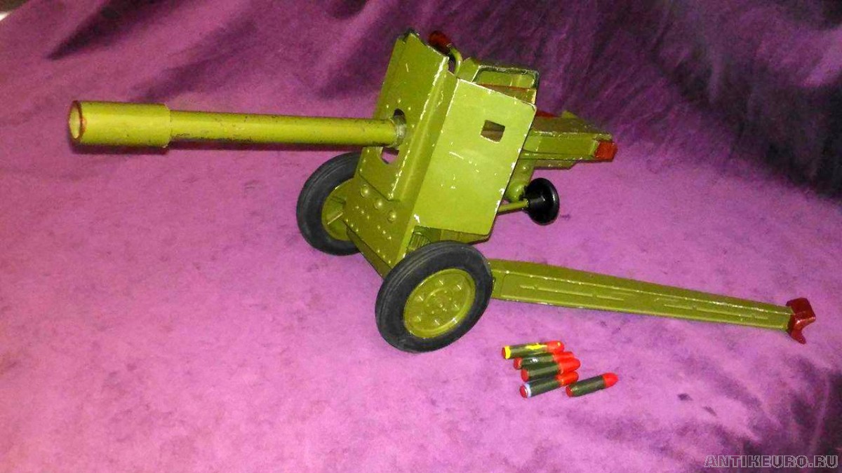 Пушка стальная коллекционная ЗИС, многозарядная, стреляет, СССР 1970-80е.