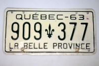 Номер регистрационный Квебек, Канада  1963 г. СССР