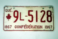 Номер регистрационный юбилей Квебека, Канада 1967 г. Канада