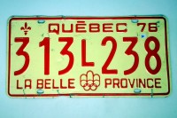 Номер регистрационный Квебек, Канада  1976г. Канада