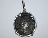 Фоллис (нуммий) #1 имп. Константина, медь в серебряной оправе, 337-345г., Древний Рим. Италия