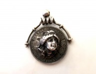 Медальен, украшение из серебряной монеты  1907г., старая Германия. Германия